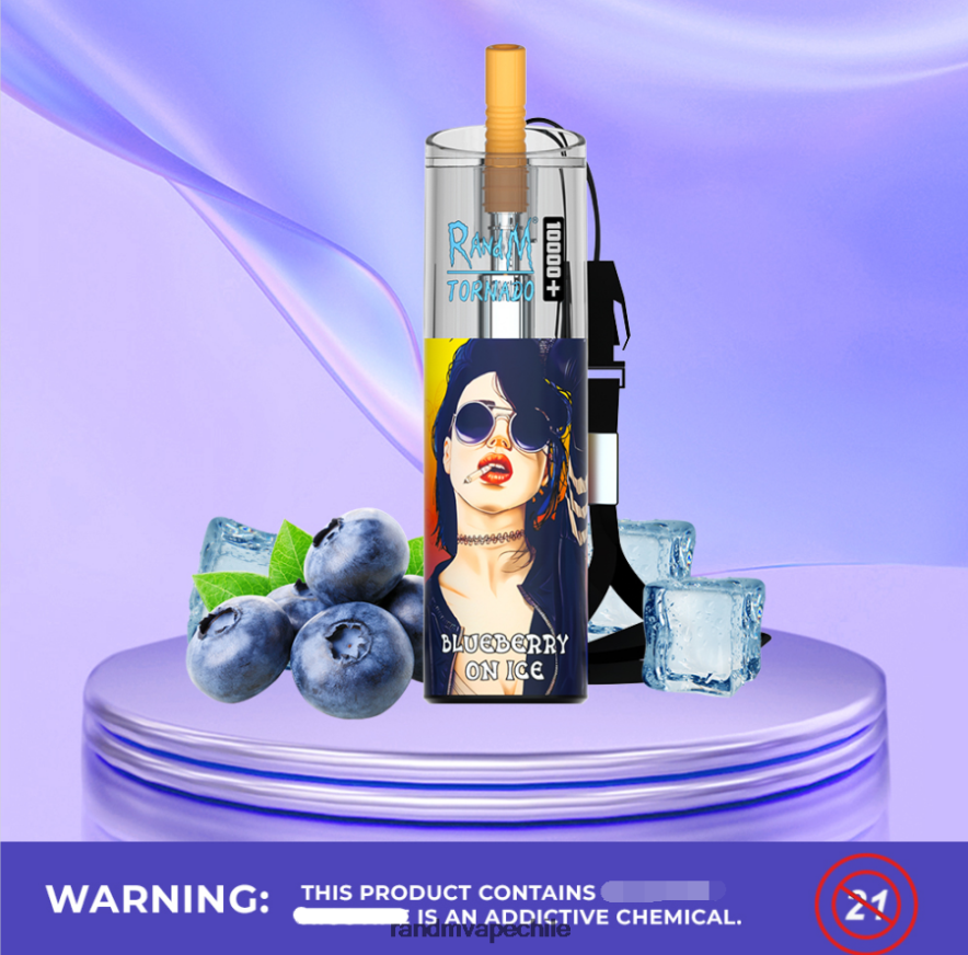 RandM Vape Buy Online | RandM Tornado H6282X75 Dispositivo vapeador con control de flujo de aire 10000 plus 1 ud. arándano en hielo