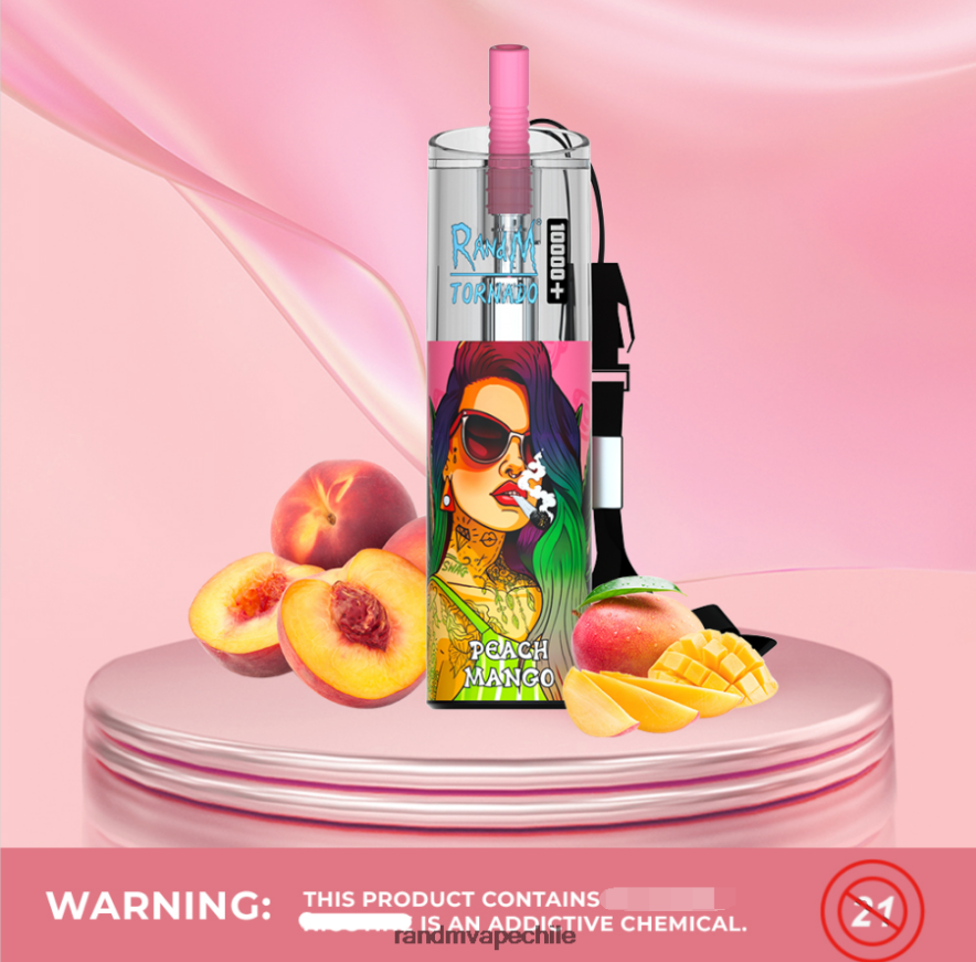 RandM Vape Buy Online | RandM Tornado H6282X85 Dispositivo vapeador con control de flujo de aire 10000 plus 1 ud. mango durazno
