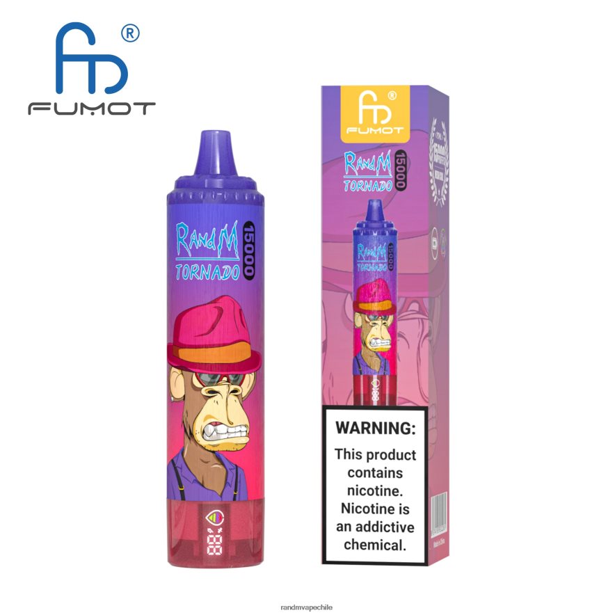 RandM Tornado Online Shop | Fumot RandM Tornado H6282X34 Dispositivo vape 15000 con batería y pantalla ejuice versión 2 uva fresa