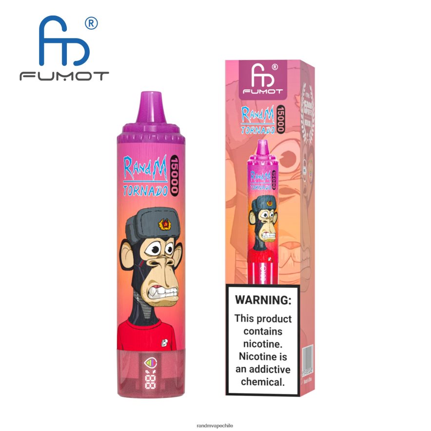 RandM Tornado Online Shop | Fumot RandM Tornado H6282X34 Dispositivo vape 15000 con batería y pantalla ejuice versión 2 uva fresa
