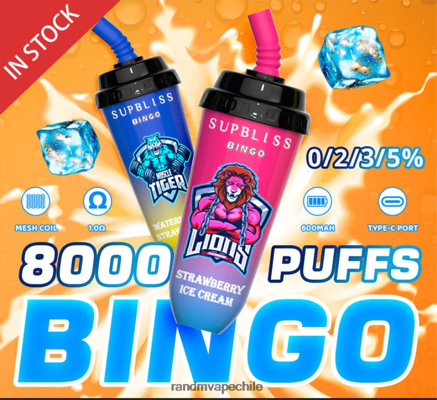 RandM Vape Sale | RandM Supbliss Bingo H6282X256 Dispositivo de vapeo 8000 1 ud. helado de fresa