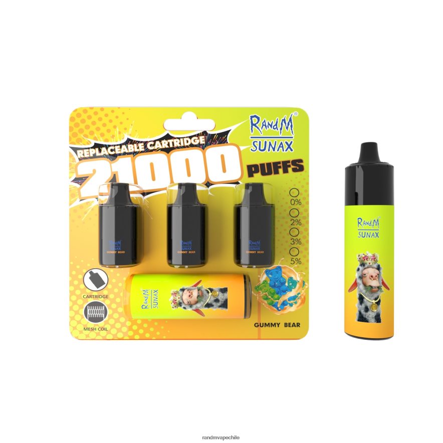 Best RandM Flavours | RandM Sunax H6282X268 Dispositivo de vapeo reemplazable con cápsula de control de flujo de aire 21000 1 ud. osito de goma