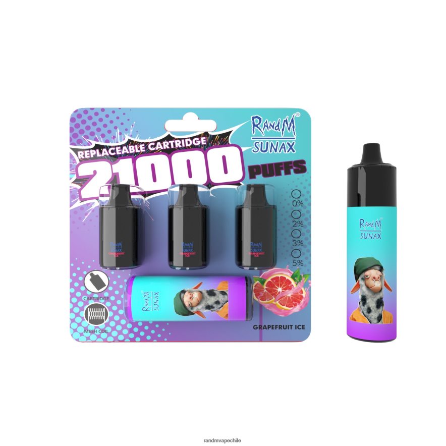 RandM Vape Buy Online | RandM Sunax H6282X275 Dispositivo de vapeo reemplazable con cápsula de control de flujo de aire 21000 1 ud. hielo de pomelo