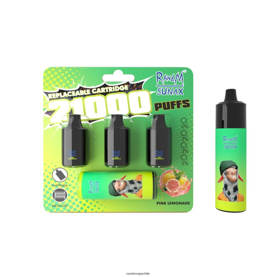 RandM Vape Price | RandM Sunax H6282X269 Dispositivo de vapeo reemplazable con cápsula de control de flujo de aire 21000 1 ud. limonada rosa