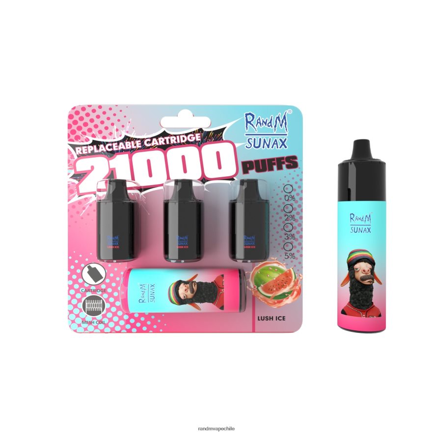 RandM Vape Sale | RandM Sunax H6282X266 Dispositivo de vapeo reemplazable con cápsula de control de flujo de aire 21000 1 ud. hielo exuberante