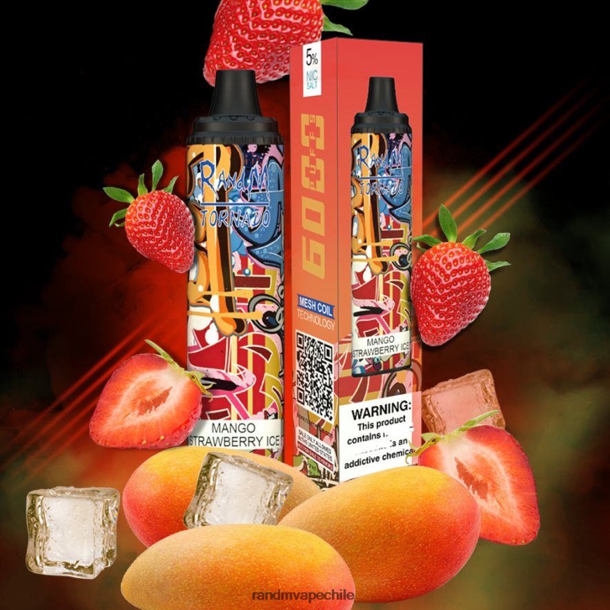 RandM Vape Price | RandM Tornado H6282X289 Dispositivo vape pod con control de flujo de aire 6000 1 pieza hielo de fresa y mango